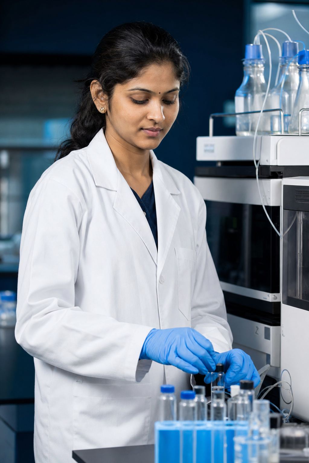 Indian laboratory professional ready for scientific work
