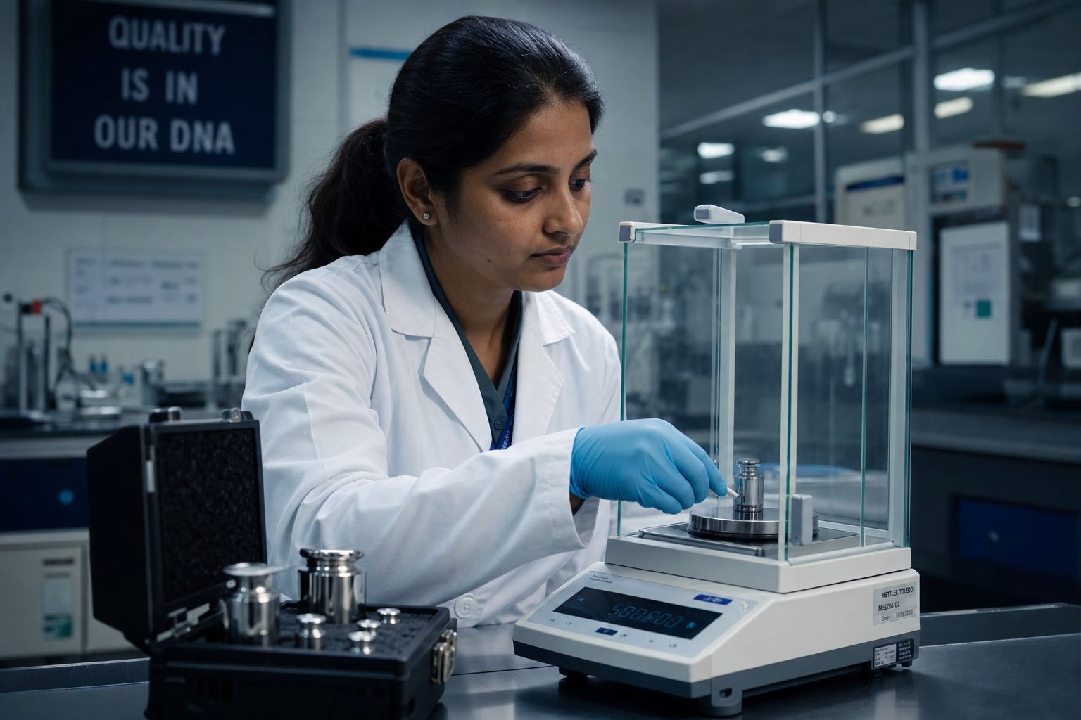 Lab professionals examining equipment